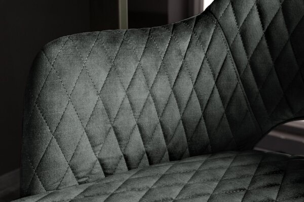 Tresenstuhl Samt Metall Retro in Schwarz Grün-Grau