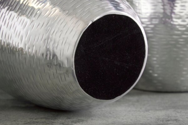 Dekovase 2er Set Hammerschlag Metall Unikat in Silber