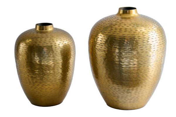 Deko Vase 2er Set Handarbeit Hammerschlag Unikat in Gold