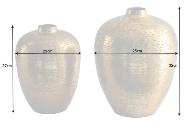 Deko Vase 2er Set Handarbeit Hammerschlag Unikat in Gold