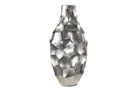 Dekovase in Silber Hammerschlag 45 cm hoch Metall Handarbeit