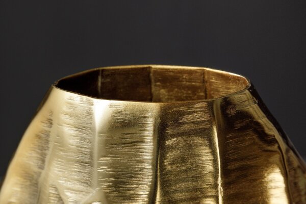 Dekovase Gold Handarbeit H: 44 cm Unikat Hammerschlag Metall