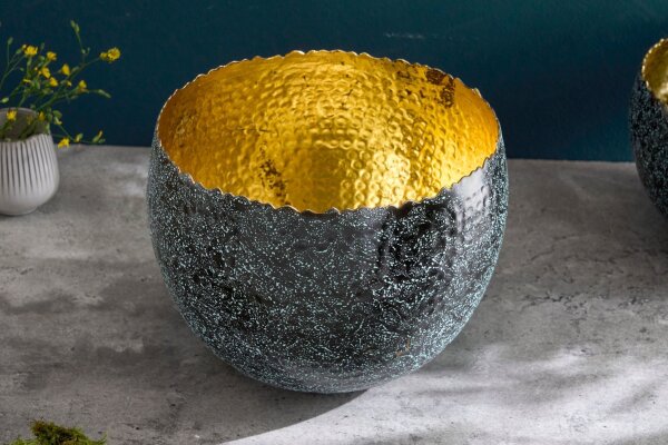 Dekoschale Handarbeit Ø 28 cm klein Hammerschlag Metall