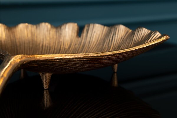 Coupe décorative en métal 42 cm de long en or Ginko Asiatique