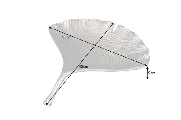 Dekoschale in Silber Handarbeit 42 cm Ginko Design Asiatisch