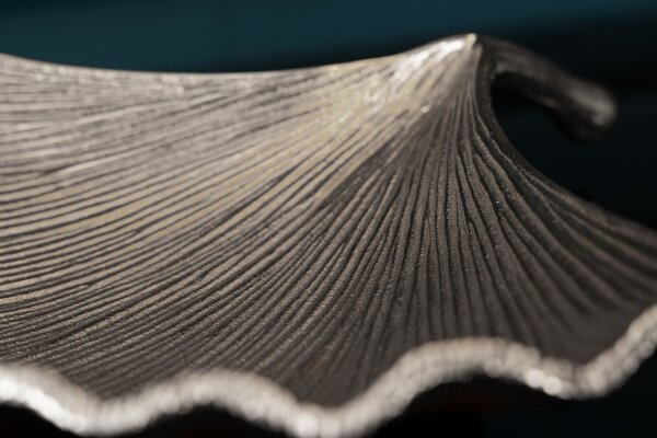 Dekoschale Silber aus Metall Handarbeit L: 33 cm Ginko Design