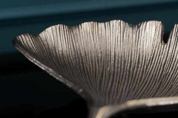 Dekoschale Silber aus Metall Handarbeit L: 33 cm Ginko Design
