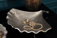 Dekoschale Silber aus Metall Handarbeit L: 33 cm Ginko...