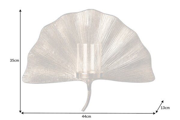 Kerzenhalter Wand in Silber B: 43 cm Metall Glas Handarbeit