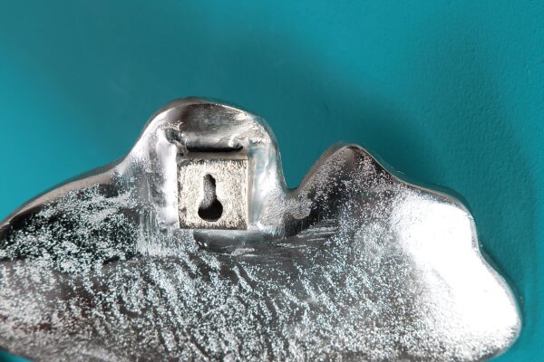 Wandgarderobe Metall Handarbeit in Silber Ginko Design