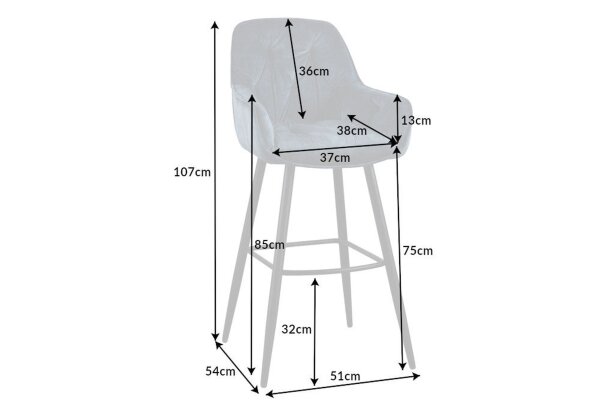 Tabouret de bar tissu métal pétrole noir Chesterfield