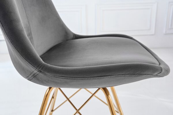 Chaise de salle à manger velours métal gris or Scandinave