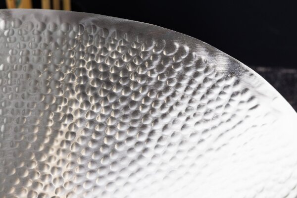 Dekoschale Hammerschlag in Silber Ø 50 cm Handarbeit