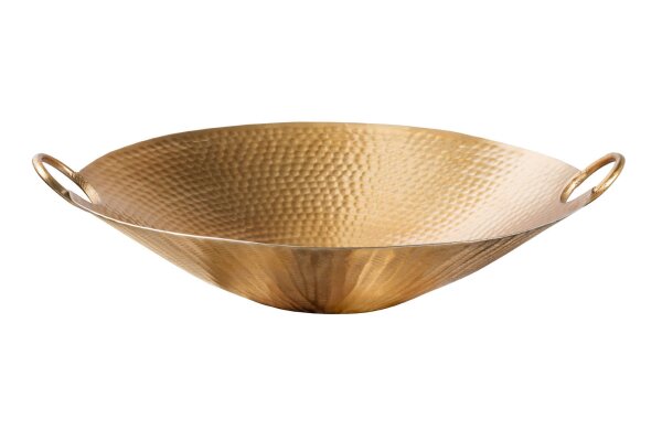Deko Schale rund Ø 50 cm Hammerschlag in Gold Handarbeit