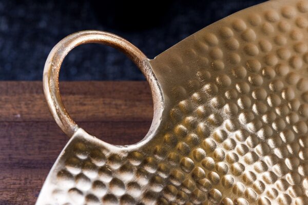 Deko Schale rund Ø 50 cm Hammerschlag in Gold Handarbeit