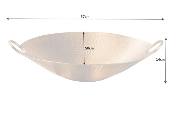 Deko Schale rund Ø 50 cm Hammerschlag in Gold Handarbeit