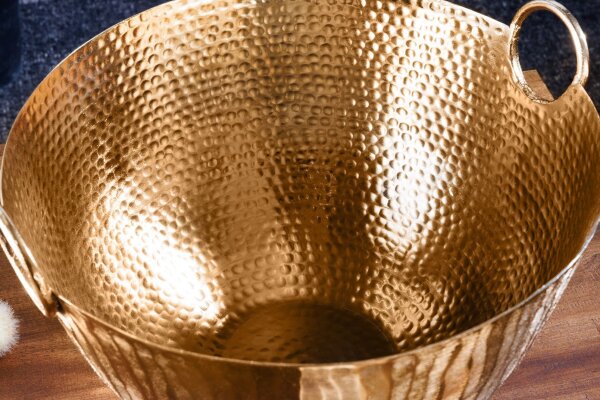 Dekoschale rund Ø 25 cm Hammerschlag in Gold Handarbeit