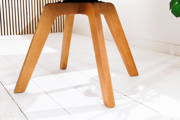 Chaise pivotante sans roulettes Gris Naturel Velours Bois avec accoudoirs