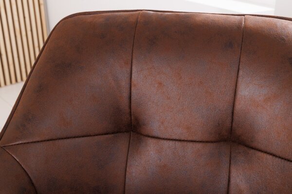 Chaise pivotante Marron Naturel en tissu bois sans roulettes avec accoudoirs