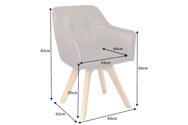 Chaise pivotante Marron Naturel en tissu bois sans roulettes avec accoudoirs