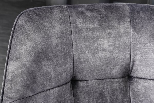 Chaise pivotante sans roulettes velours métal gris noir avec accoudoirs