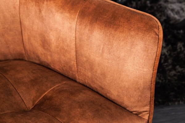 Chaise pivotante velours métal sans roulettes avec accoudoirs marron noir