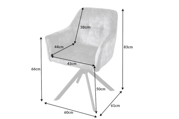 Chaise pivotante velours métal sans roulettes avec accoudoirs marron noir