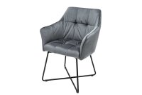 Chaise avec accoudoirs Gris Noir en velours Métal...