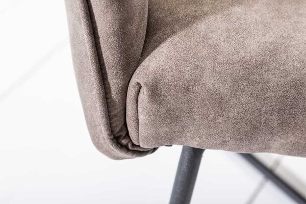 Chaise de salle à manger velours métal taupe noir avec accoudoirs