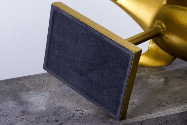 Dekostatue Metall Hai Fisch in Gold 103 cm lang Handarbeit