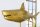 Dekostatue Metall Hai Fisch in Gold 103 cm lang Handarbeit