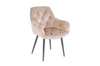 Chaise avec accoudoirs Chesterfield velours m&eacute;tal...