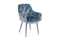 Esszimmerstuhl Samt Metall in Petrol Schwarz Chesterfield
