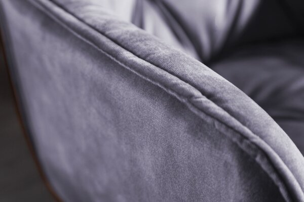 Chaise de salle à manger Gris Noir Velours Métal Chesterfield