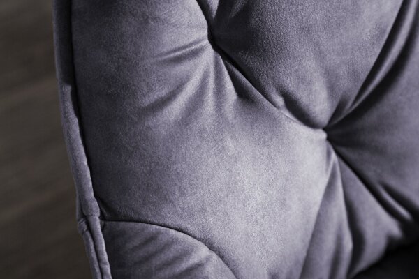 Chaise de salle à manger Gris Noir Velours Métal Chesterfield