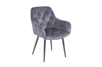 Chaise de salle à manger Gris Noir Velours...