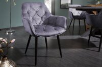 Chaise de salle à manger Gris Noir Velours...