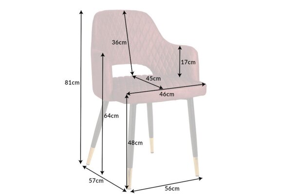 Chaise de salle à manger avec accoudoirs Rouge Noir Or Rétro Velours