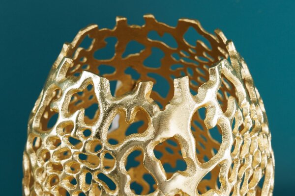 Deko Vase Metall in Gold H: 38 cm Handarbeit dekorativ PAULA