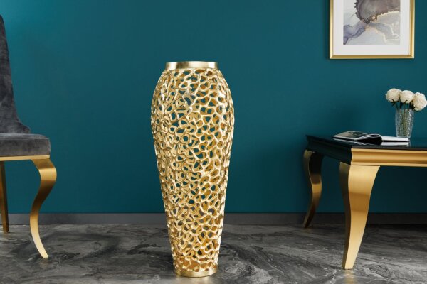 Vase décoratif en métal 64 cm de haut en or fait main PAULA