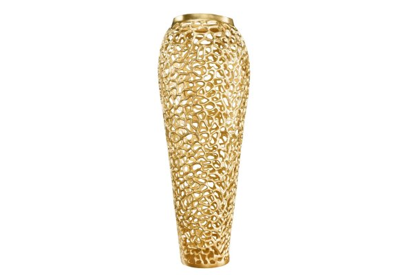 Grand vase décoratif 92 cm de haut en métal doré fait main