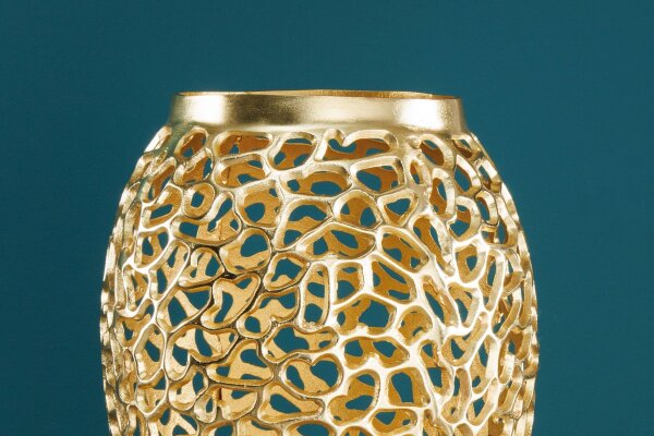 Grand vase décoratif 92 cm de haut en métal doré fait main