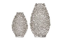 Deko Vase 2er Set Handarbeit aus Metall in Silber
