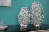Deko Vase 2er Set Handarbeit aus Metall in Silber