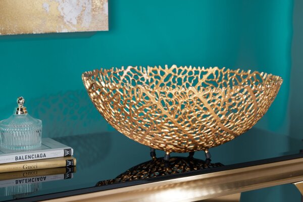 Coupe décorative en métal Ø 46 cm faite à la main en or PAULA