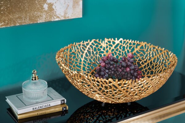 Coupe décorative en métal Ø 46 cm faite à la main en or PAULA