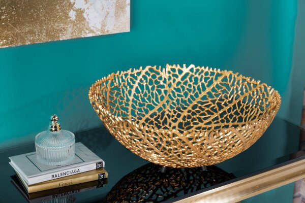 Coupe décorative en métal Ø 46 cm faite à la main en or PAULA