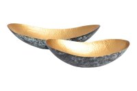 Dekoschale 2er Set Handarbeit Hammerschlag in Gold Patina