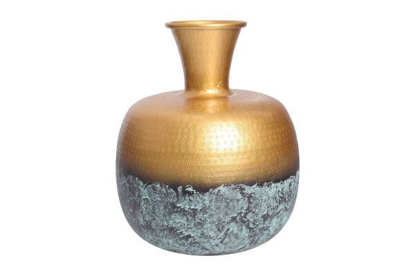 Deko Vase Metall in Gold Patina Ø 30 cm H: 36 cm Orientalisch
