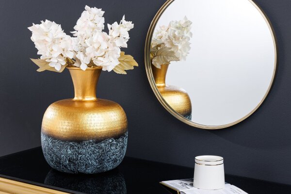 Deko Vase Metall in Gold Patina Ø 30 cm H: 36 cm Orientalisch